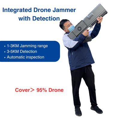 3KM Drone Jammer Con 5KM Detection Detector 900MHz 1.5GHz 2.4GHz 5.8GHz Jammer Gun All In One