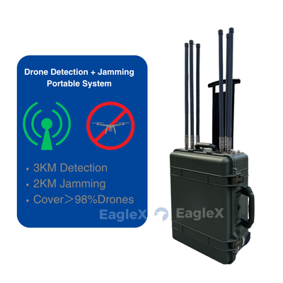 98% copertura di jammer di droni 5,8 GHz 2 km sistema di jammer FPV con distanza di rilevamento fino a 3 km