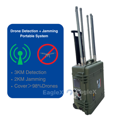 Dettore di Droni per valigie Drone portatile 3 km Detezione e 2 km Sistema di interferenza Tecnologia anti-drone