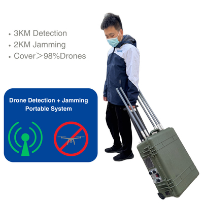LZ335 Drone portatile 3 km rilevamento e 2 km sistema di interferenza FPV Drone Jammer integrato