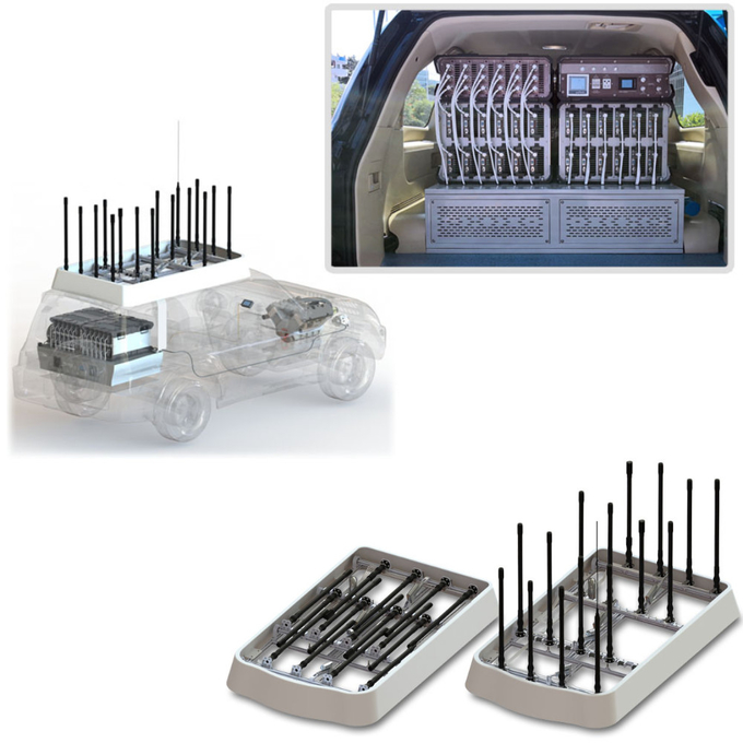 Modifica SUV convertita in veicolo anti-drone sistema anti-FPV amplificatore RF 50MHz ~ 6GHz rilevamento di attacco drone jammer 0