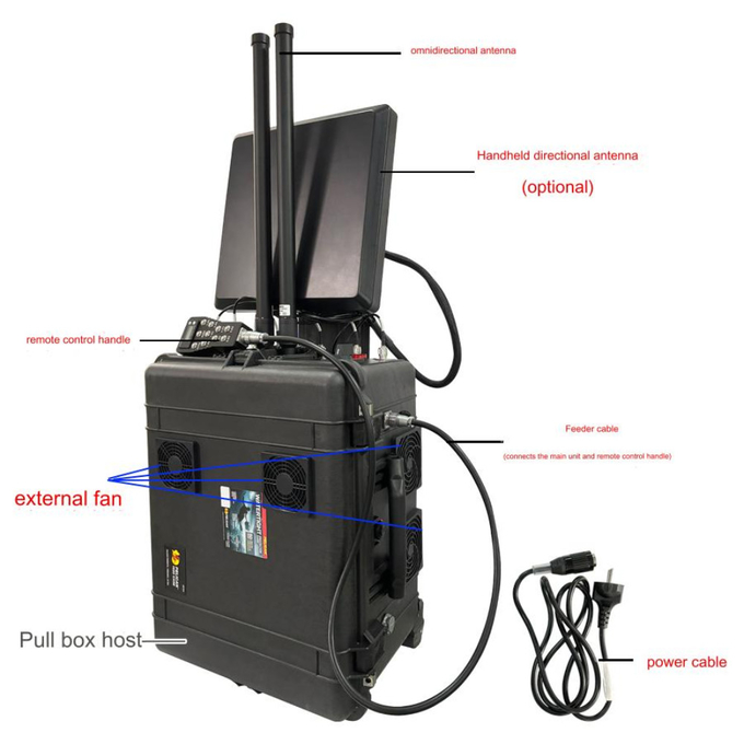 Distanza 3000M Trolley portabile anti-drone jammer 3 chilometri segnale di drone di interferenza 0