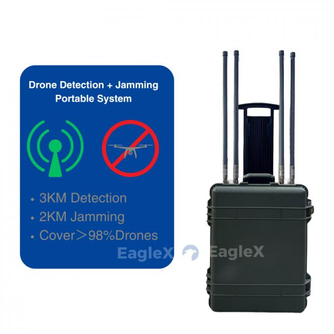 98% copertura di jammer di droni 5,8 GHz 2 km sistema di jammer FPV con distanza di rilevamento fino a 3 km 1