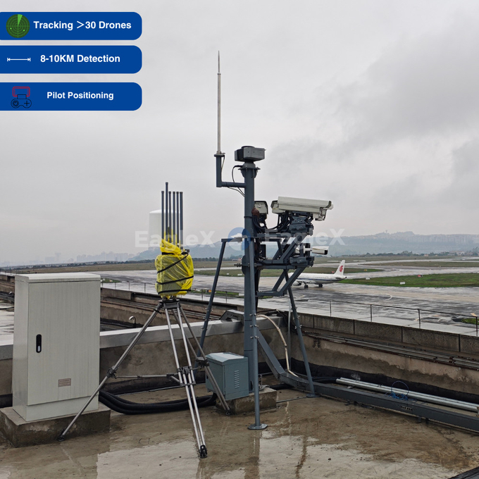 Detezione dei droni per la sicurezza aeroportuale 3/5/8/10KM FPV Drone Detector per la sorveglianza a larga frequenza 0